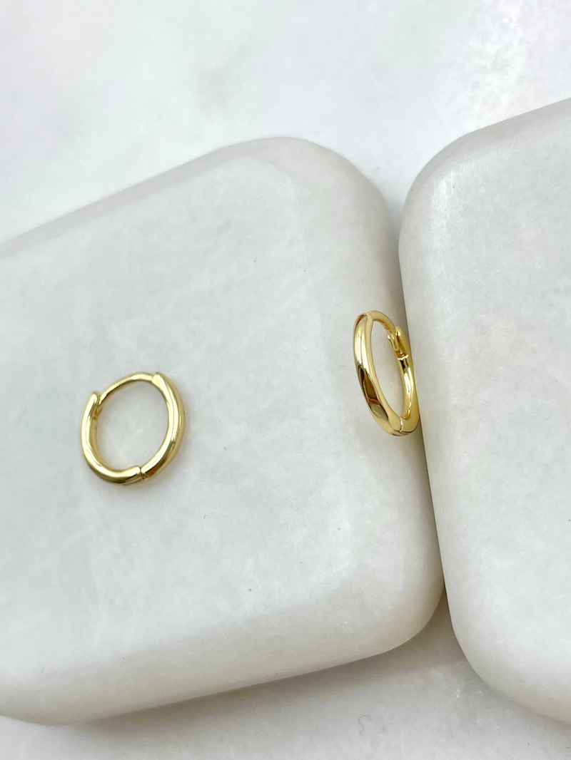 Altın Kaplama İnce Minik Basic Halka Küpe 1 cm Gold