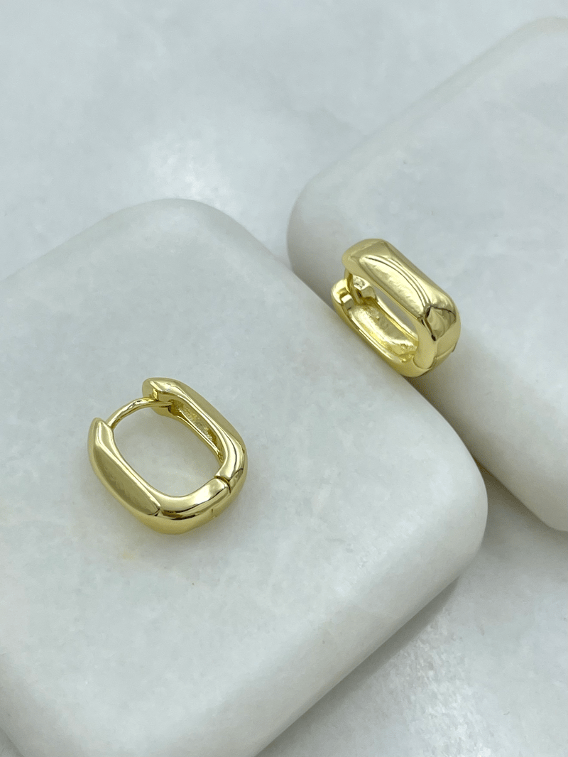 Altın Kaplama Yansımalı Kare Kesim Küpe Gold