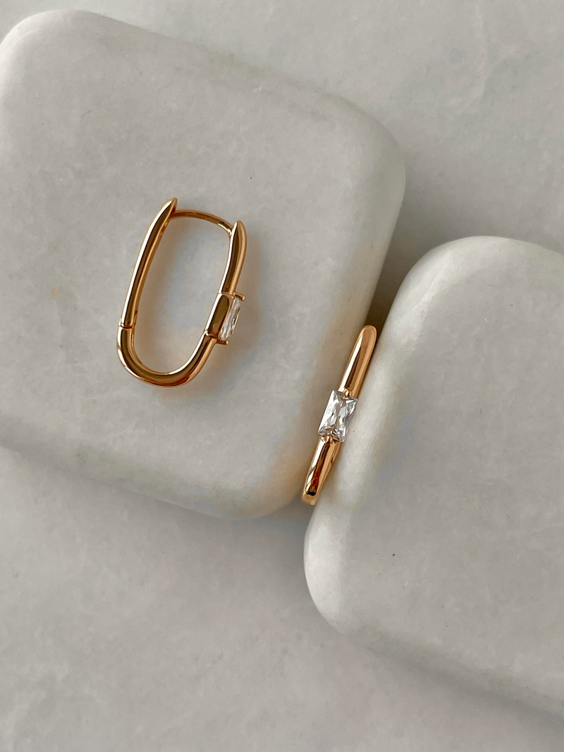 Özel Seri Kristal Taşlı Minimal Küpe Altın Renk