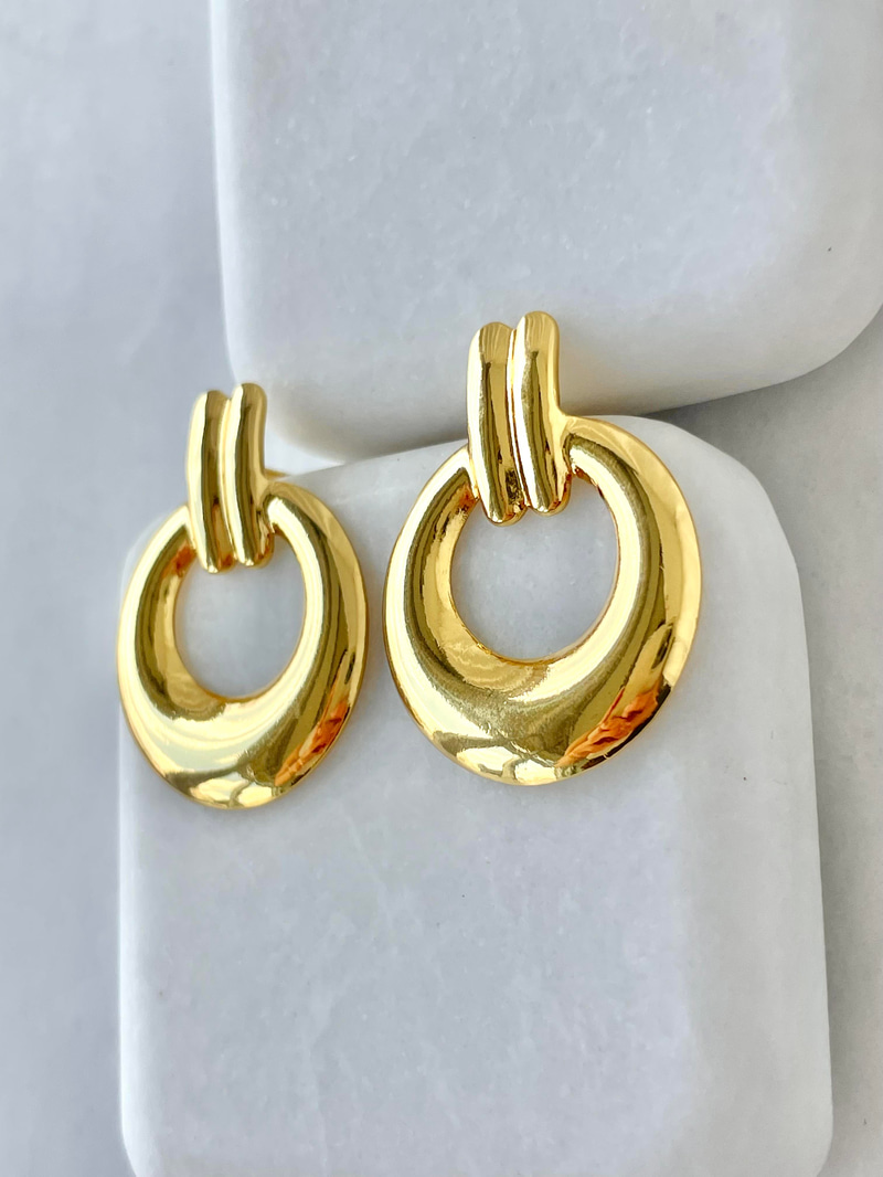 Çelik Daire Küpe Gold