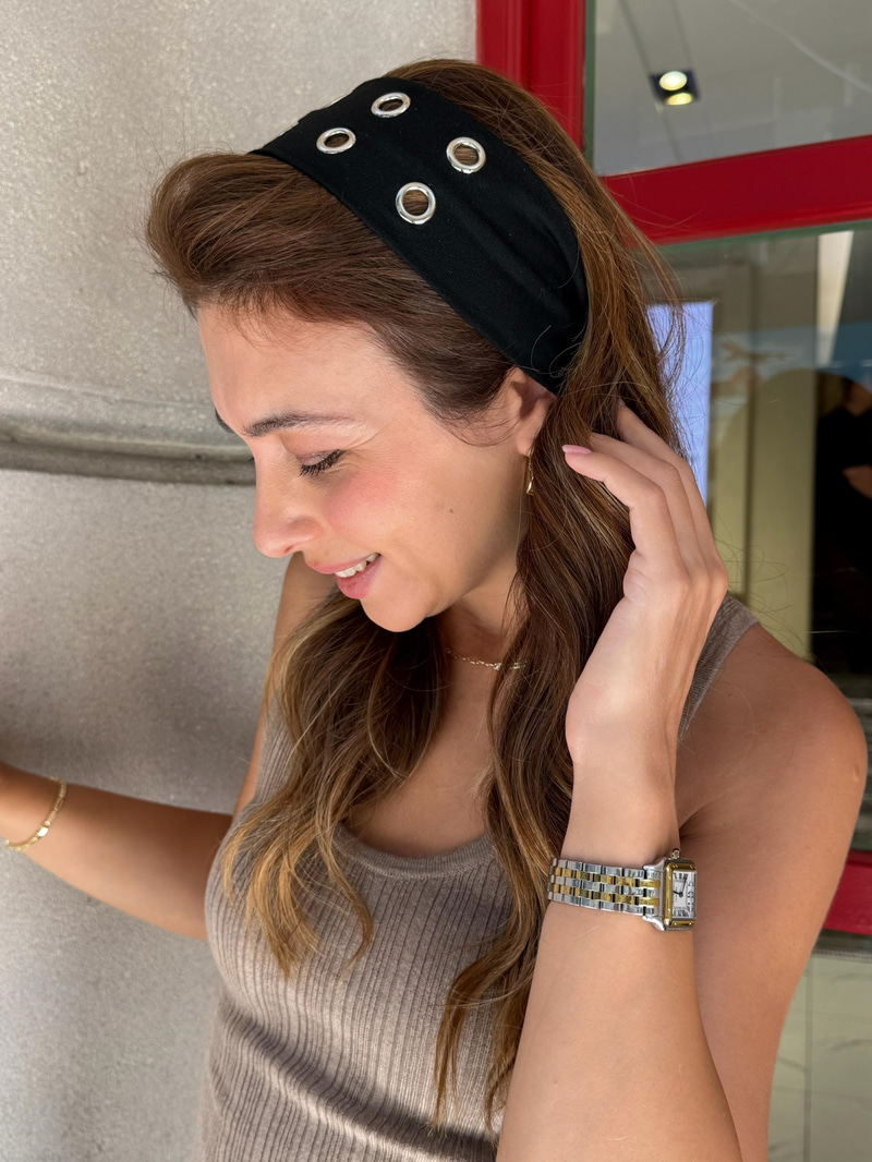 Kuş Gözü Detaylı Bandana Siyah