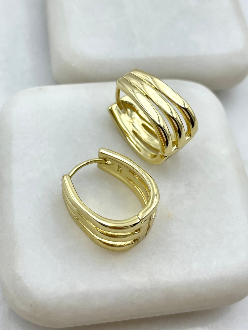 Özel Seri Üçlü Görünüm U Küpe Gold