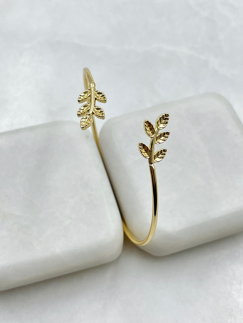 İkili Yaprak Model Kelepçe Bileklik Gold