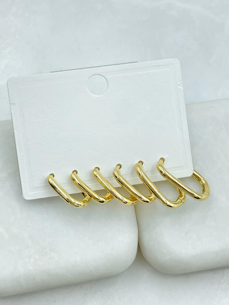 Altın Kaplama Altılı Basic U Küpe Gold