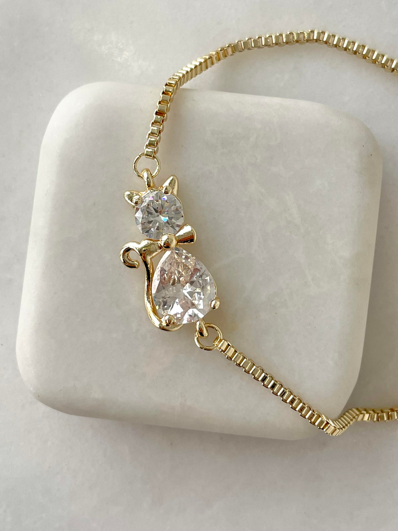 Asansörlü Kedi Bileklik Gold