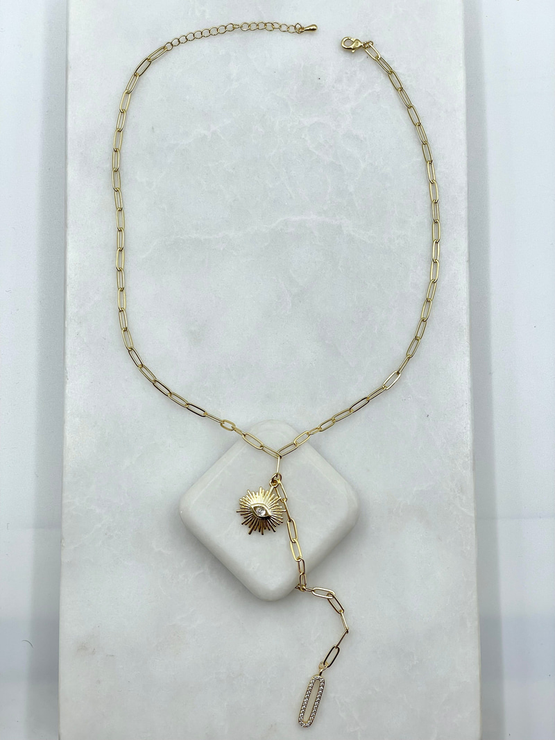 Göz Sallantılı Ataç Zincir Y Model Kolye Gold