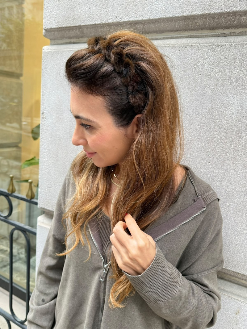 Leopar Peluş Taraklı Taç Acı Kahve