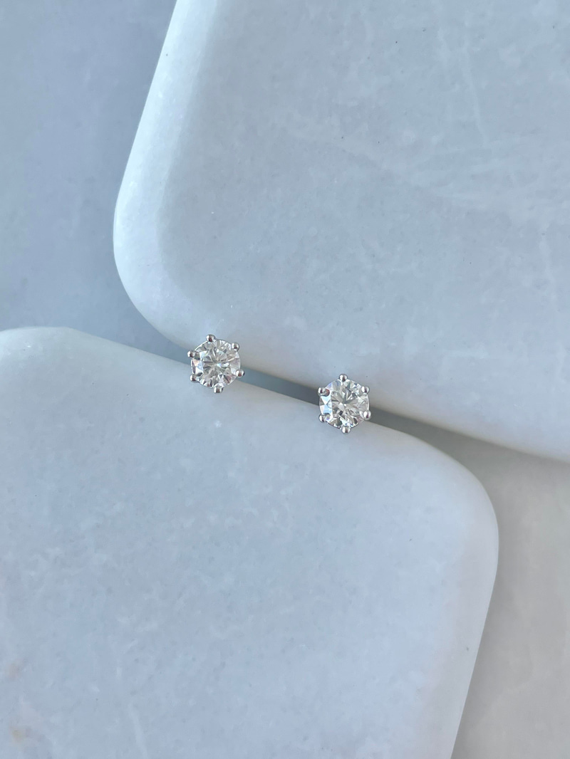 Özel Seri Minimal Kristal Küpe 0,4 mm Gümüş