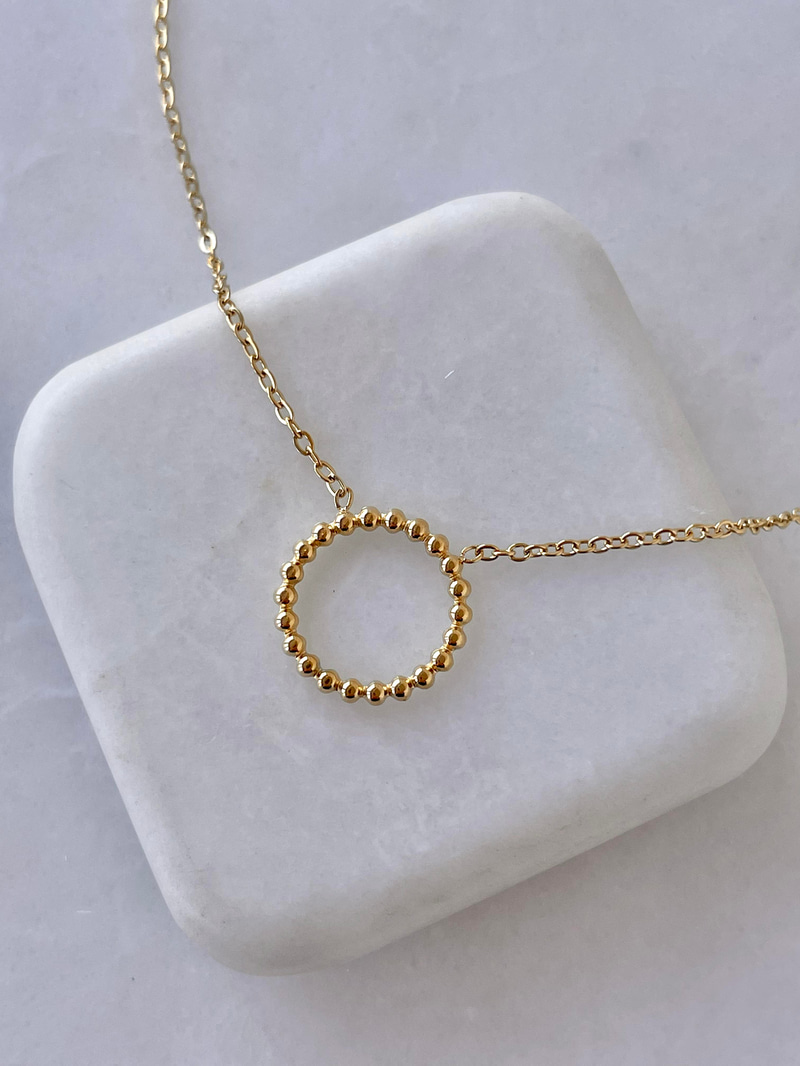 Çelik İçi Boş Daire Kolye Gold