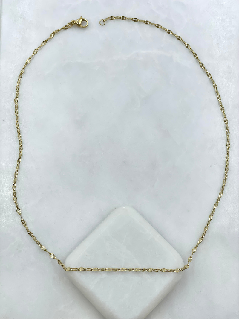 Özel Seri Lazer Kesim Işıltılı Kolye 45 cm Gold