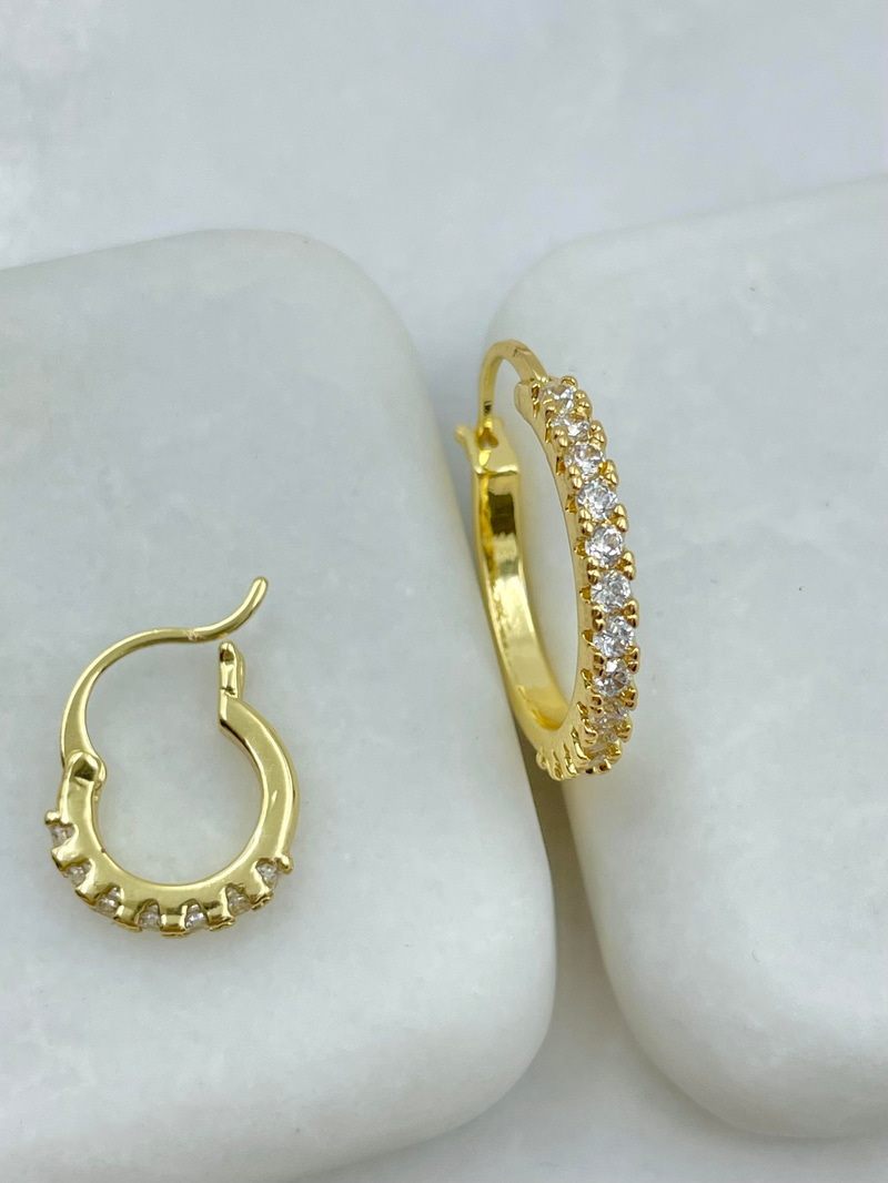 Altın Kaplama Altılı Pırlanta Halka Set Küpe Gold