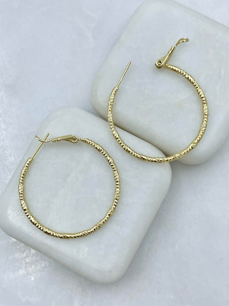 Özel Seri Işıltılı Halka Küpe 3.5 cm Gold