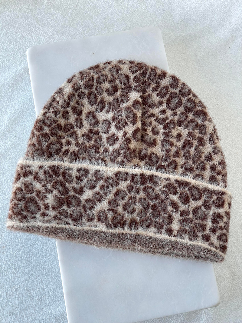 Yumuşak Dokulu Leopar Bere Kahve-Vizon