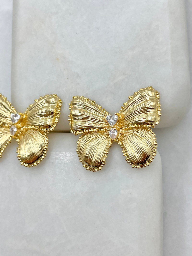 Kelebek Model Mat Küpe Gold