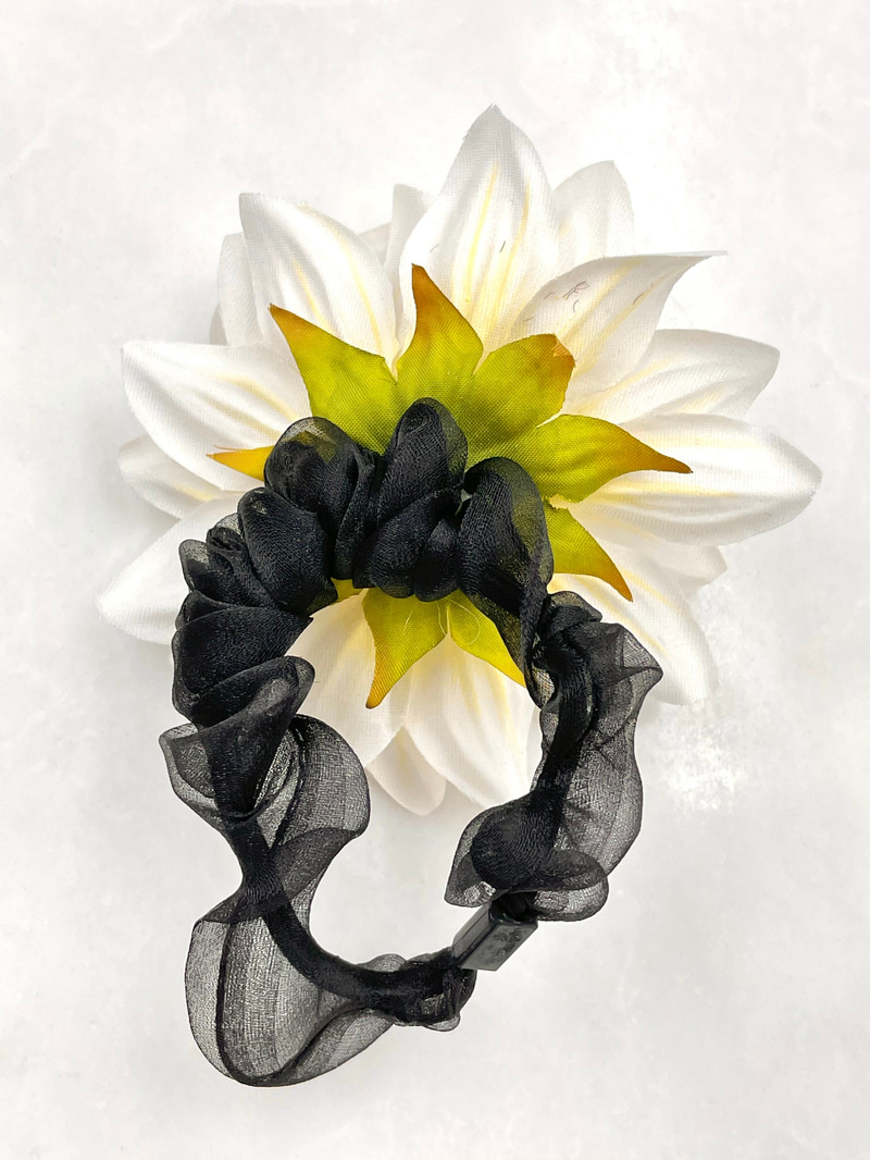 Ayçiçeği Scrunchie Toka Beyaz