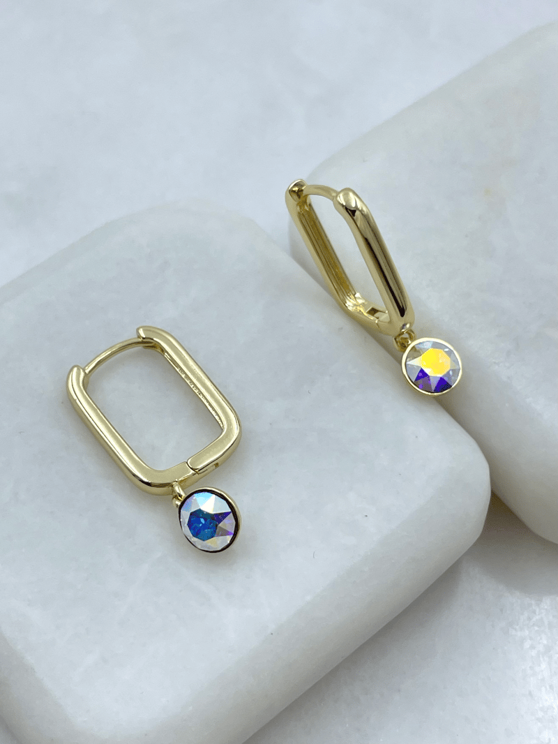 Özel Seri Swarovski Taş Sallantılı Küpe Gold