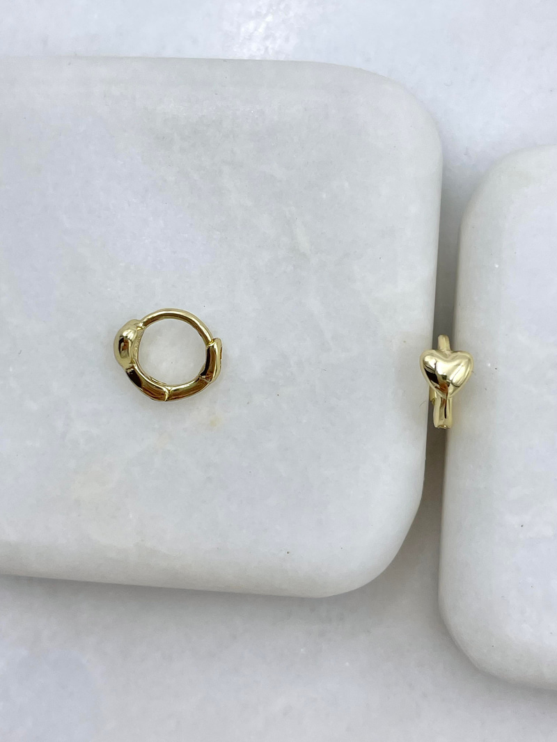 Özel Seri Minimal Kalpli Halka Küpe Gold
