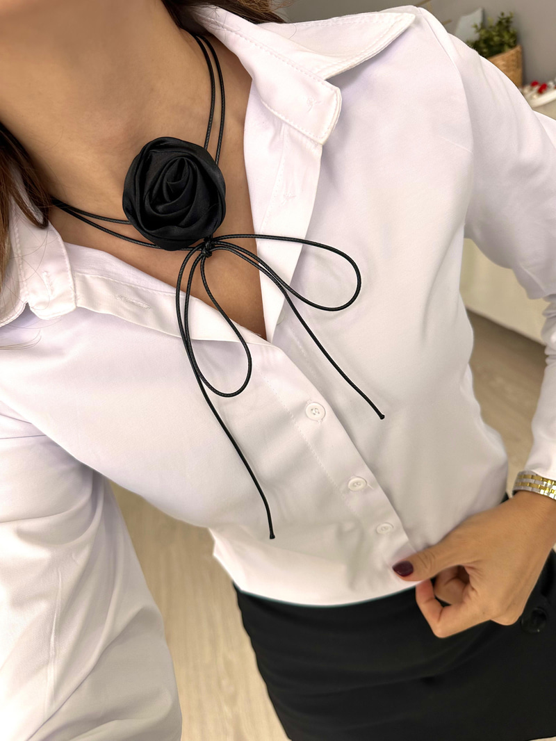 Gül Choker Kolye Siyah