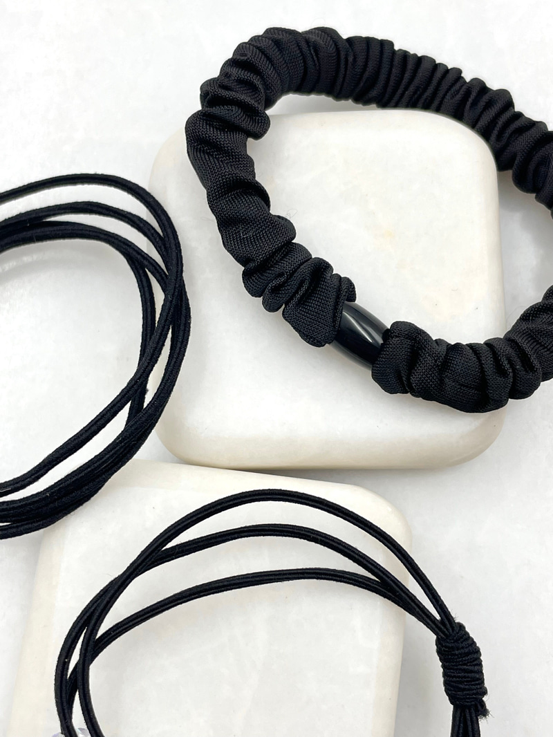 Üçlü Scrunchie Set Toka Siyah