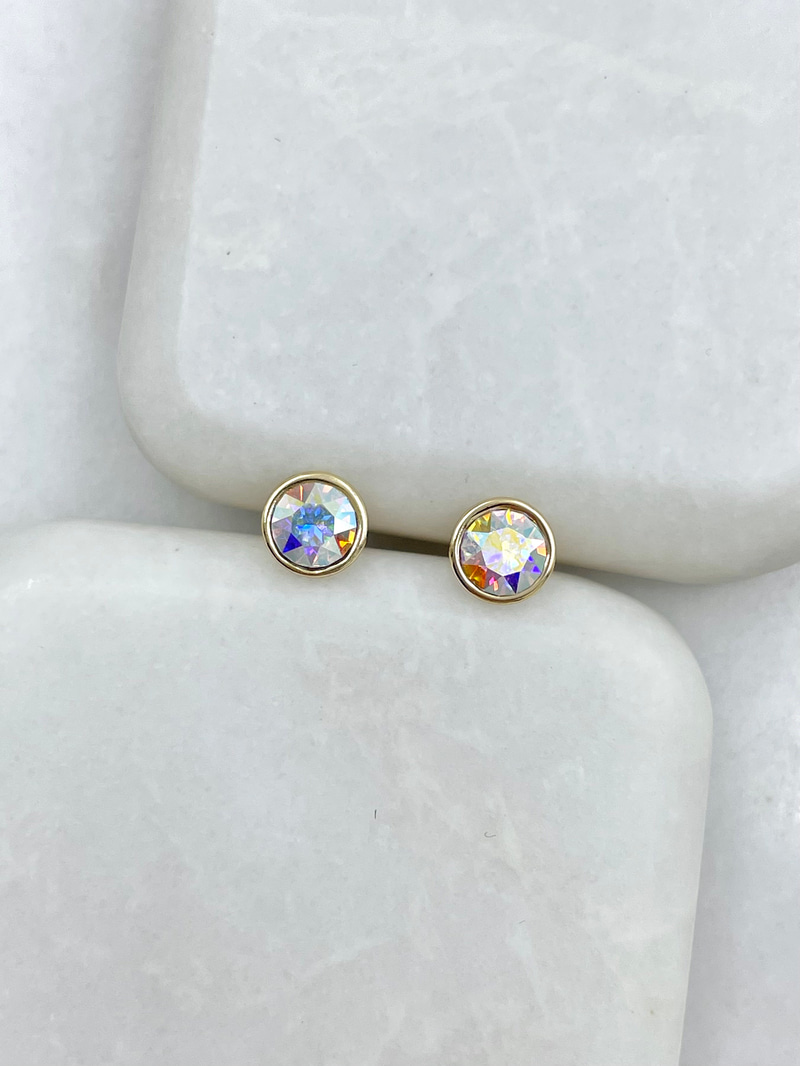 Özel Seri Swarovski Taş Minik Küpe Gold
