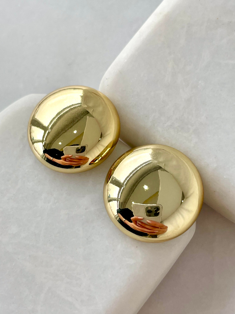 Altın Kaplama Yarım Daire Top Küpe Gold