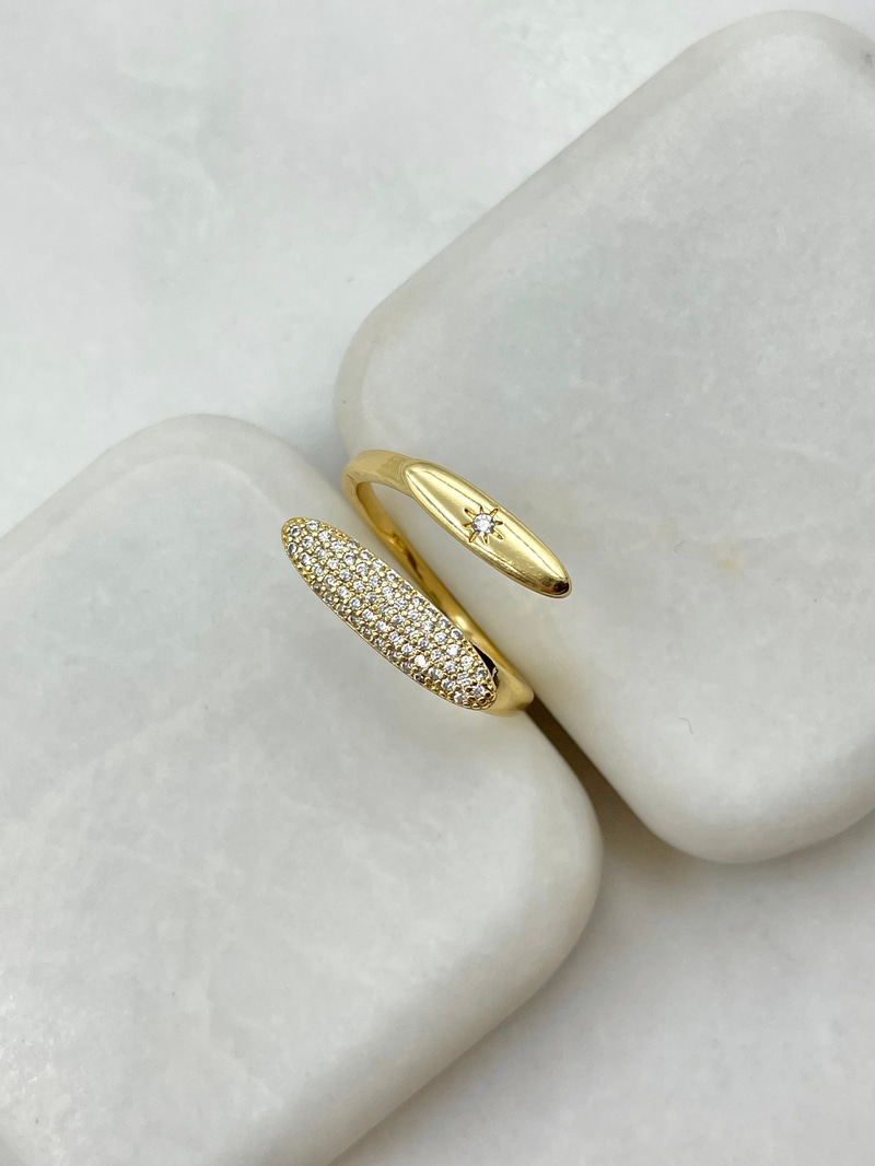 Kuzey Yıldızı İkili Oval Plaka Yüzük Gold
