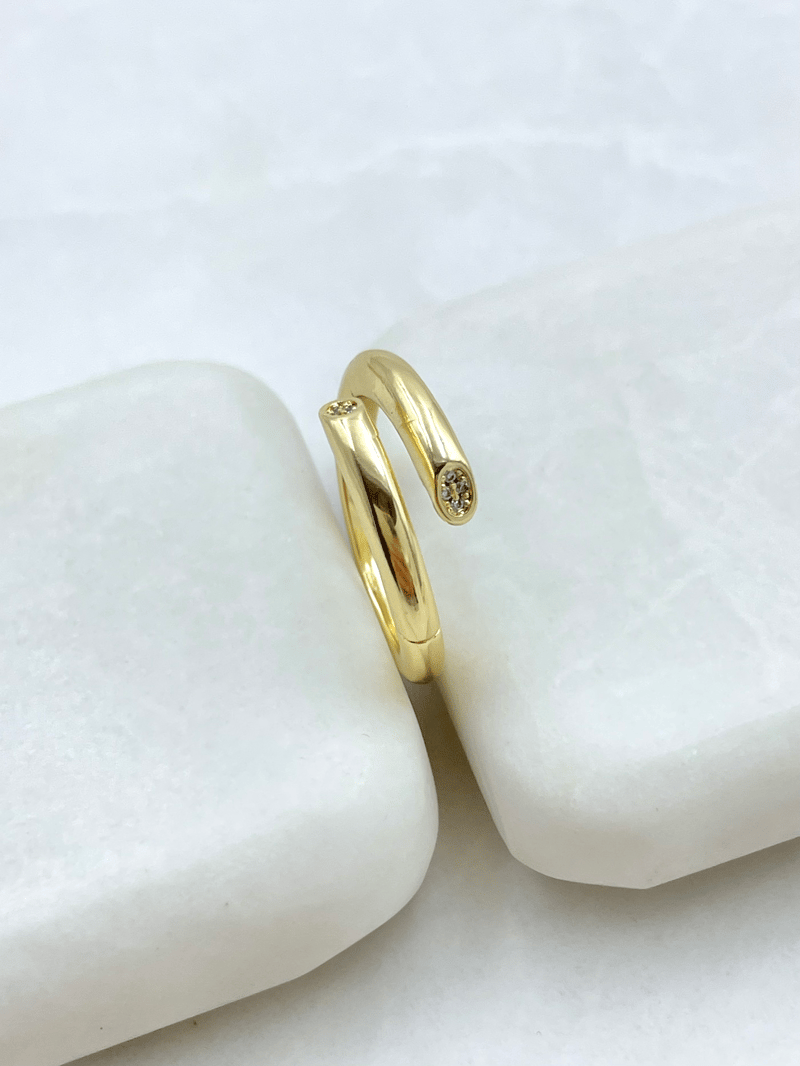Altın Kaplama Gömme Taşlı İkiz Yüzük Gold