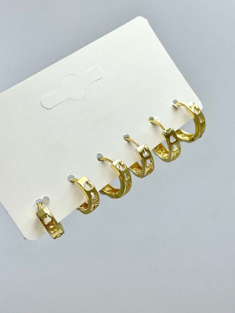 Altın Kaplama Zikzak Desenli Altılı Set Küpe Gold