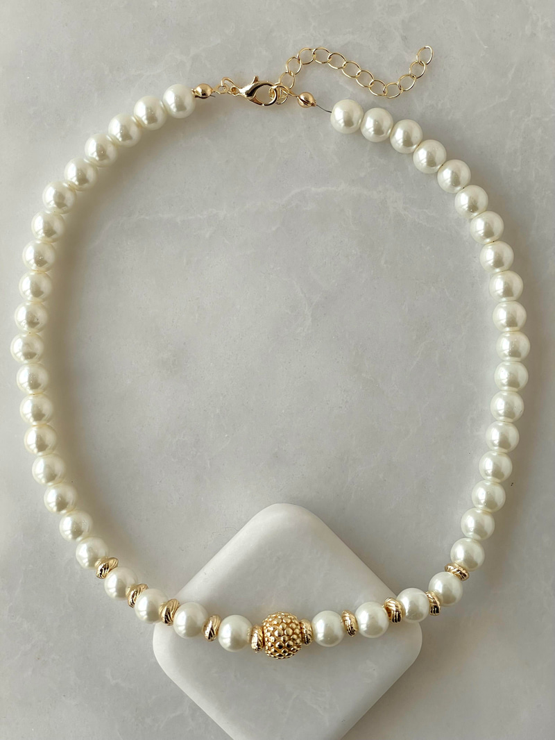 Vintage Gold Detaylı İnci Kolye