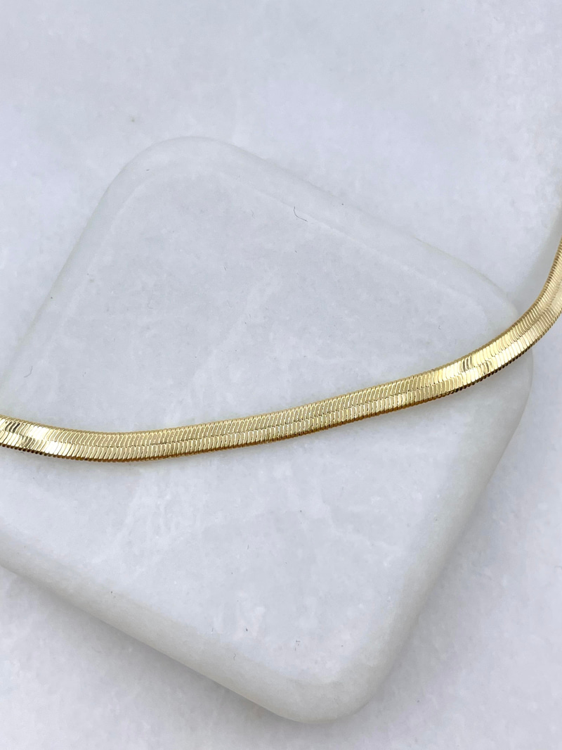 Özel Seri Ezme Yılan Zincir Kolye 60 cm Gold