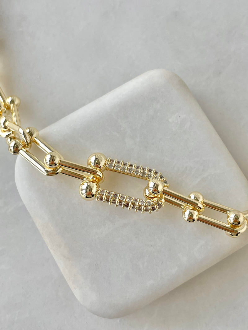 Zirkon Taşlı Marka Model Kolye Gold