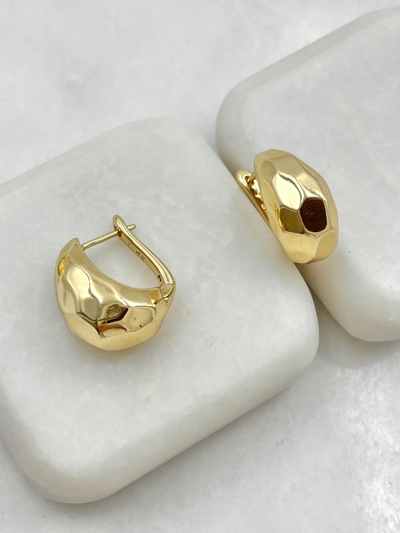 Özel Seri Petek Yansımalı Damla Küpe Gold