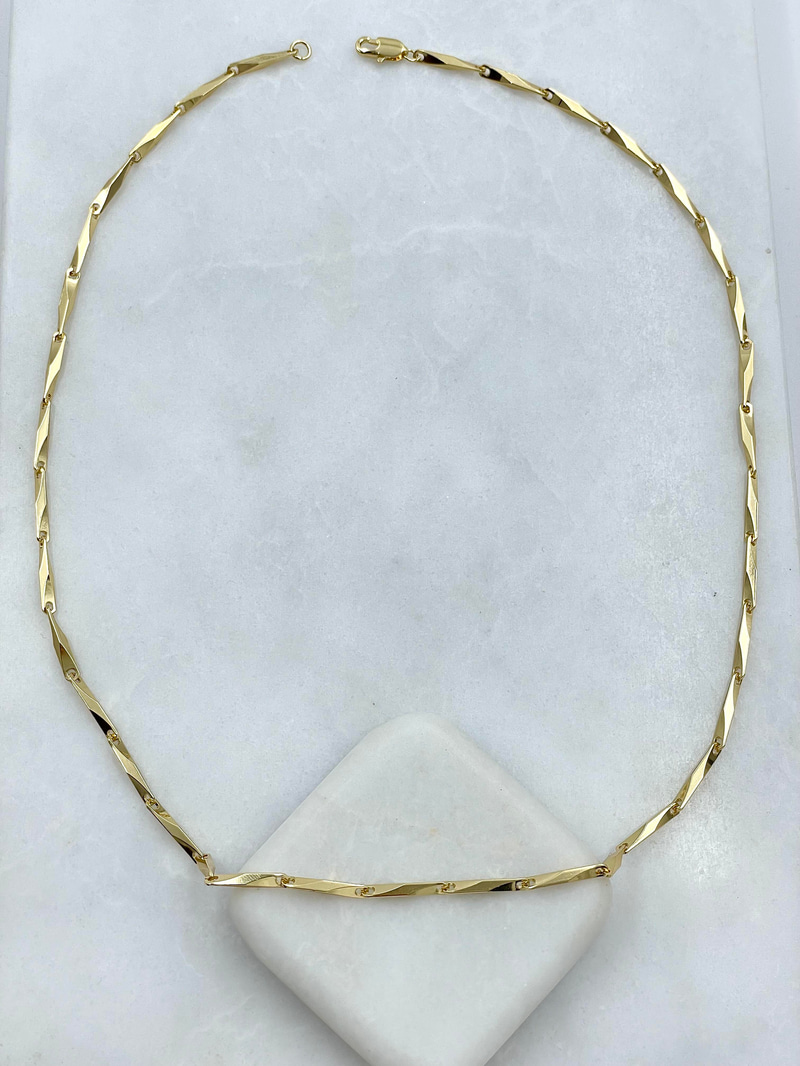 Altın Kaplama Işıltılı Kesim Kolye 50 cm Gold