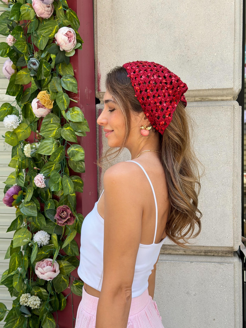 Pullu Bandana Kırmızı
