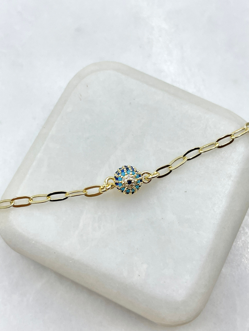 Zirkon Taşlı Beşli Nazar Kolye Gold