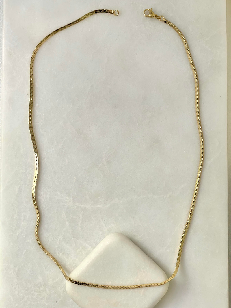 Özel Seri Üçgen Kesim İtalyan Zincir Kolye 60 cm Gold