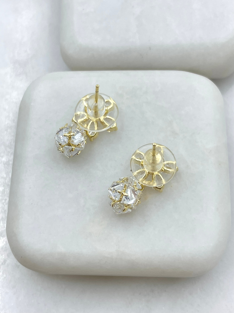 Özel Seri Swarovski Taş Sallantılı Tasarım Çiçek Küpe Gold