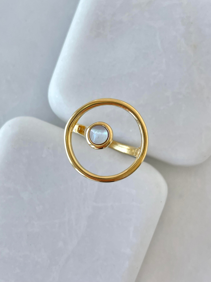Çelik Sedef Detaylı Daire yüzük Gold