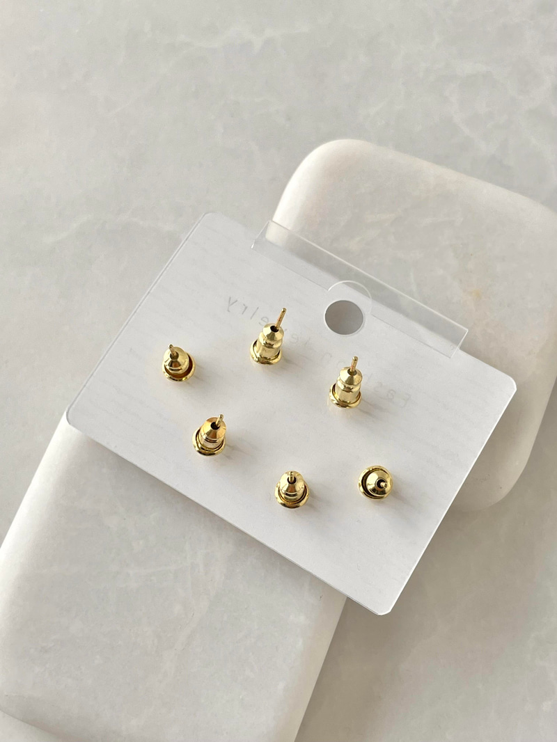 Altın Kaplama Altılı Gömme ve Kristal Taşlı Basic Küpe Gold