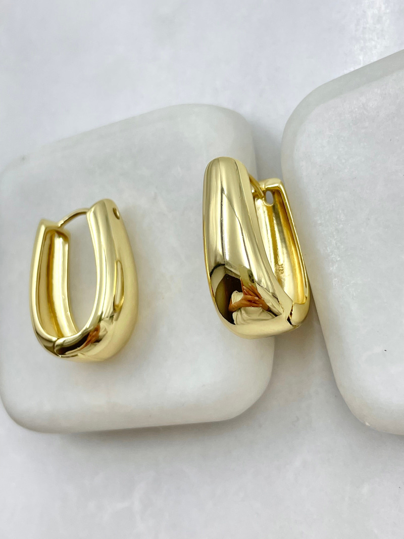 Özel Seri Bombe Oval Küpe Gold
