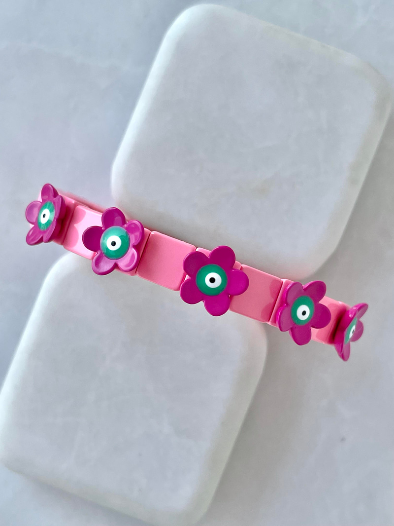Üç Boyutlu Papatya Porselen Bileklik Pembe
