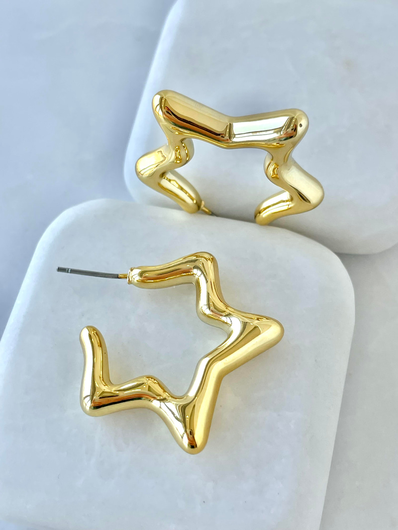 Asimetrik Yıldız Küpe Ccb Gold
