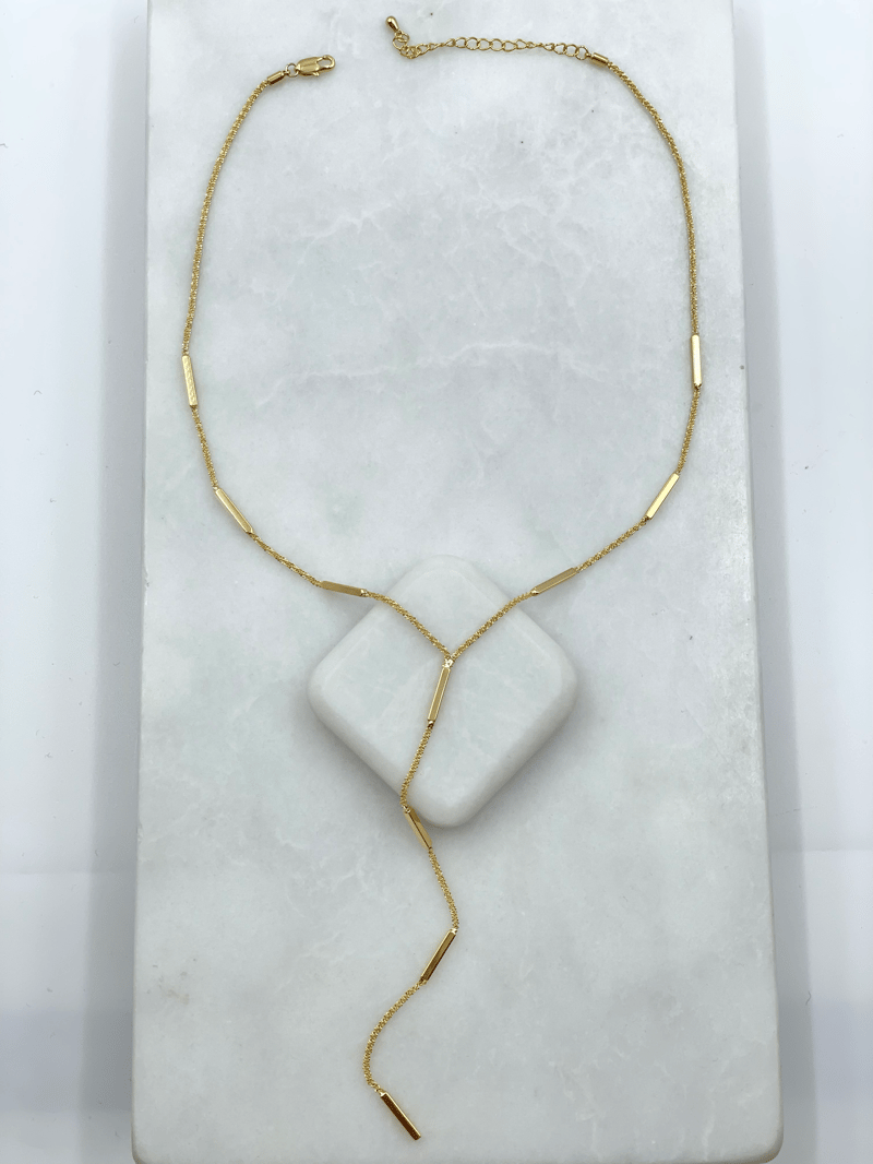 Özel Seri Sütun Model Işıltılı Zincir Y Kolye Gold