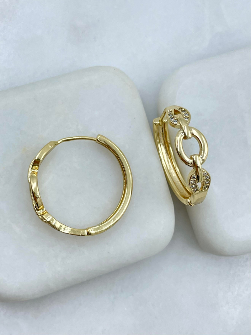 Özel Seri Zincir Model Halka Küpe Gold