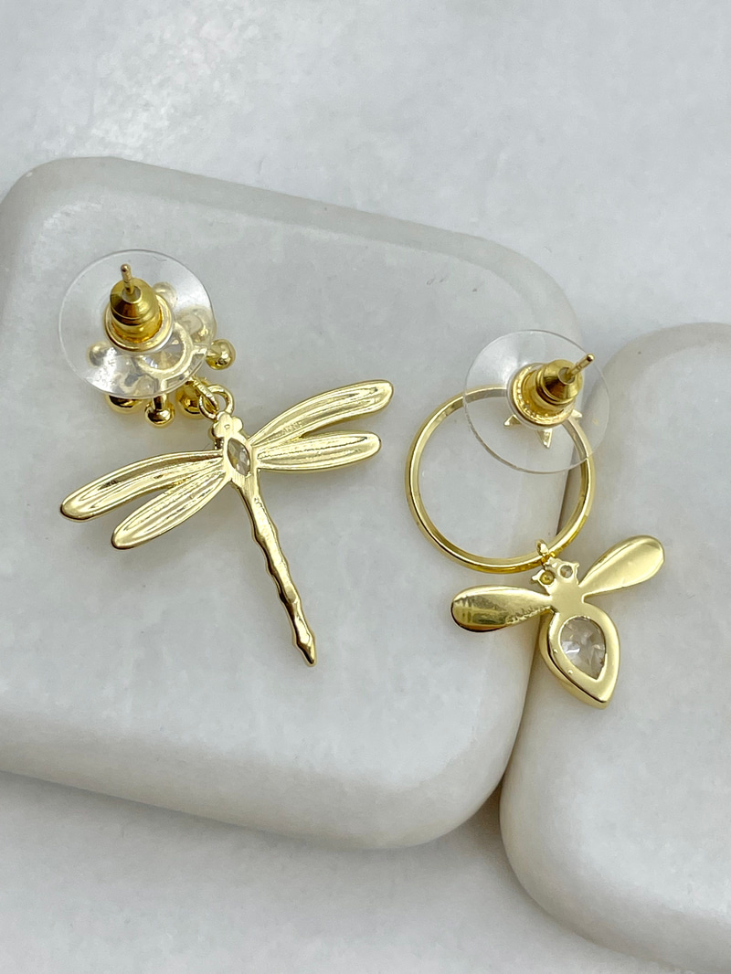 Yusufçuk ve Arı Sallantılı Küpe Gold