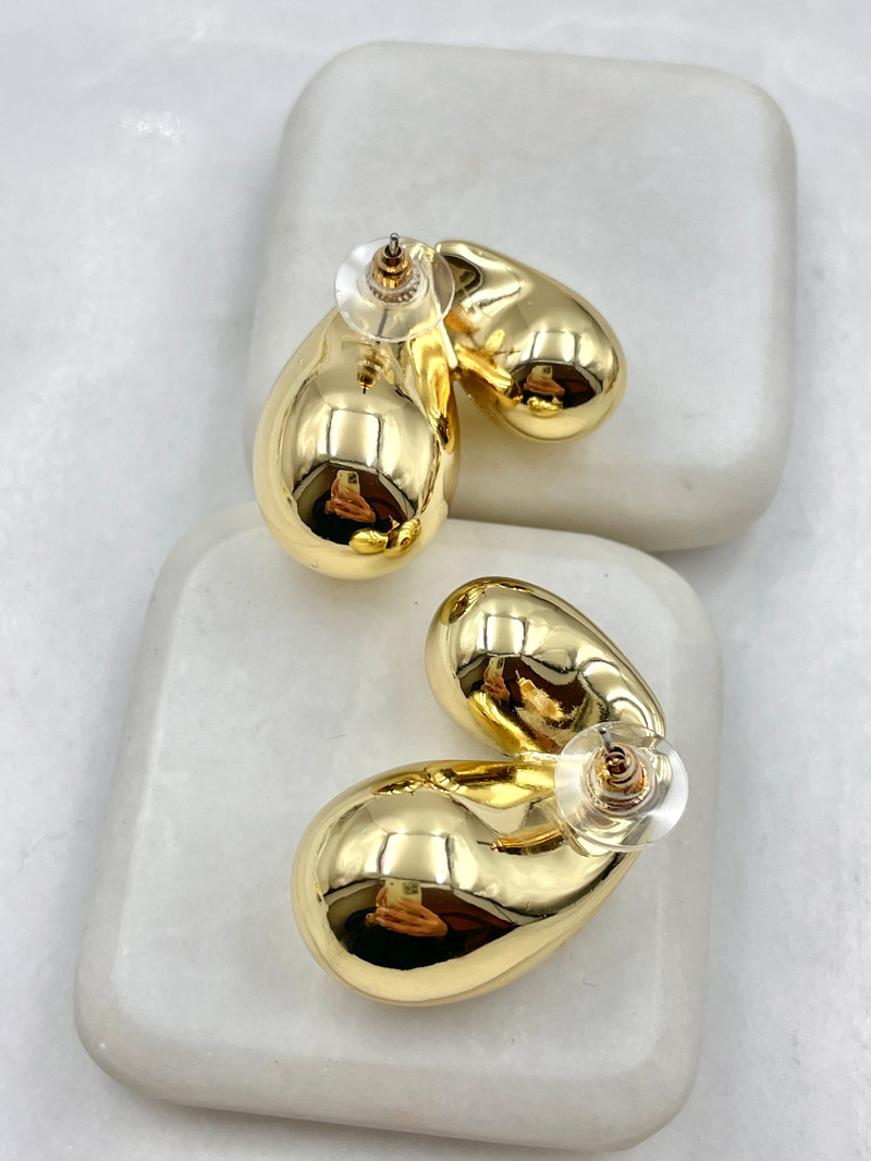 Büyük Küçük Bombe Damla Küpe Gold