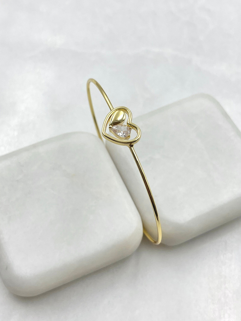 Kristal Kalp Birleşim Minimal Kelepçe Gold