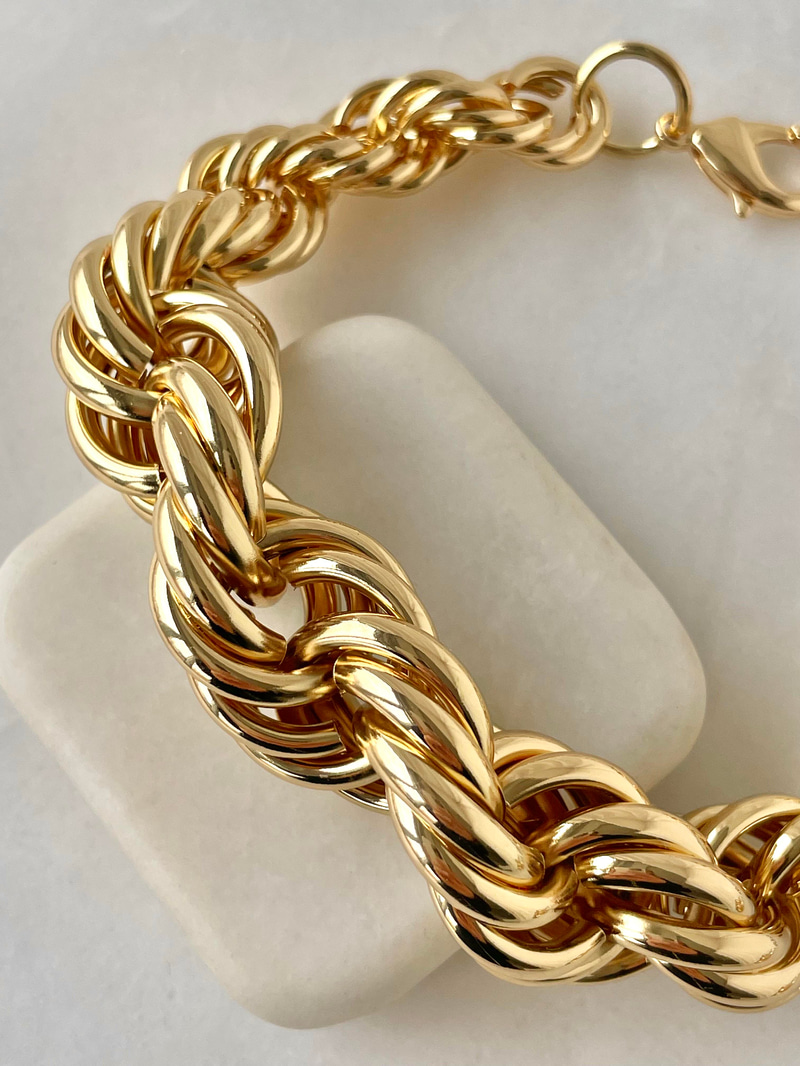 Altın Kaplama Kalın Burgu Bileklik Gold