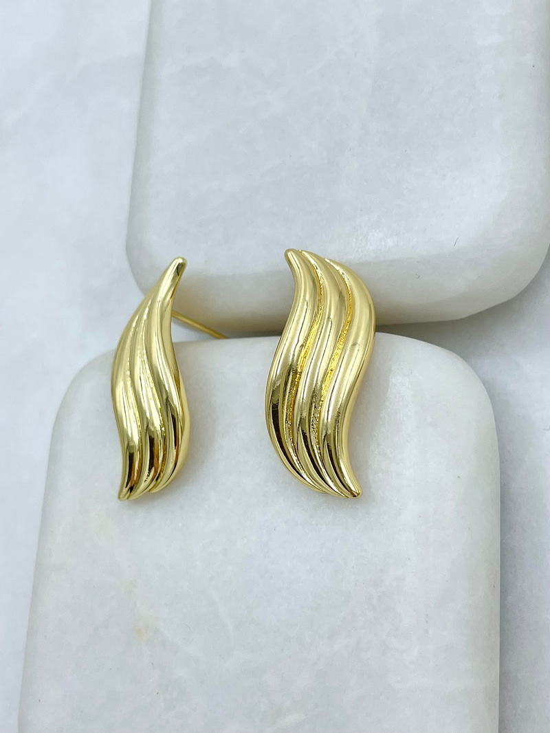 Altın Kaplama Dalga Model Küpe Gold