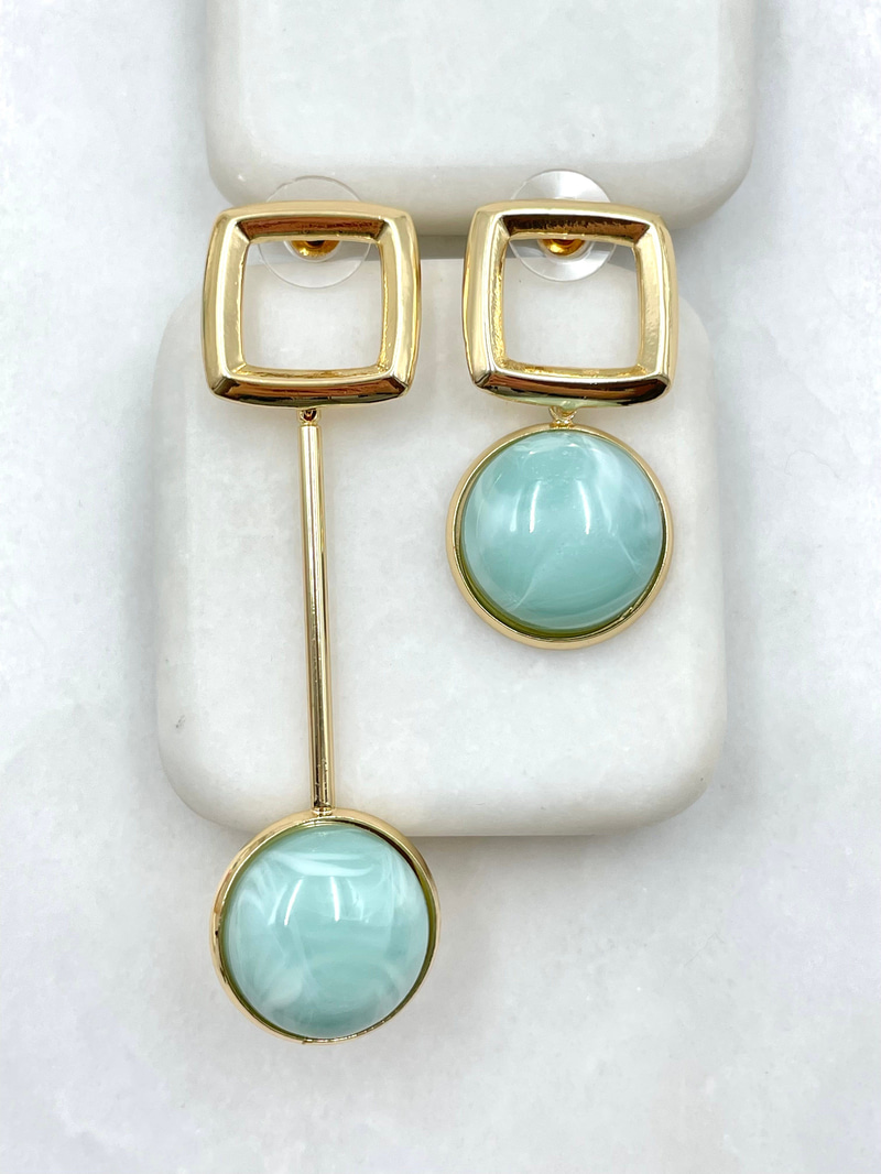 Opal Taşlı Vintage Tasarım Küpe Turkuaz